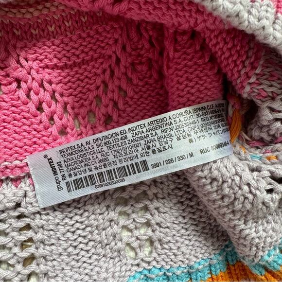 Zara Multicolor Crochet Knit Crewneck Cropped Sweater Vest Women’s Size Medium - Picture 9 of 9